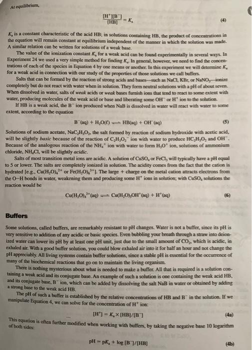 Solved Ph Measurements Buffers And Their Properties O Ne Of Chegg