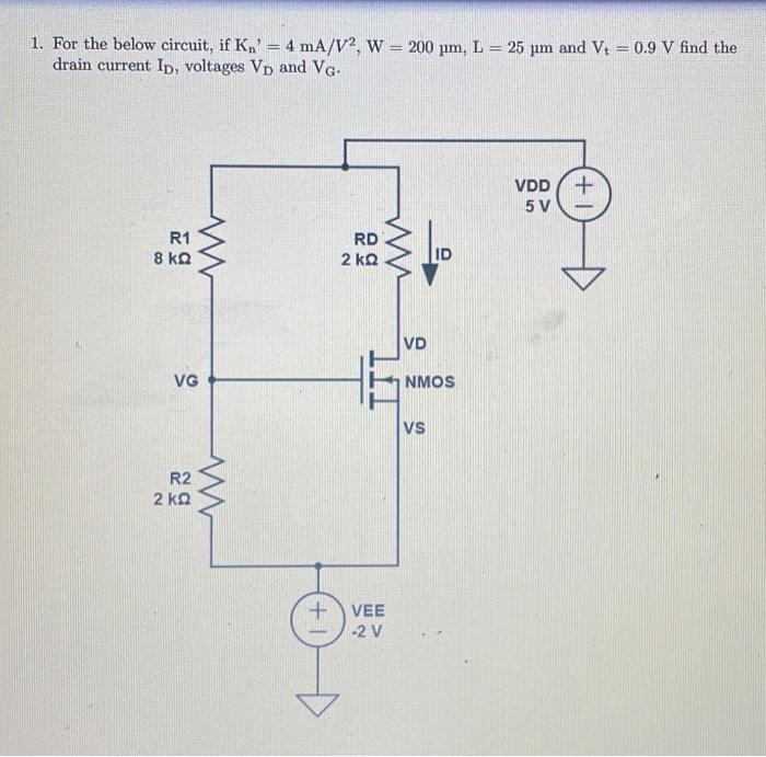 Solved For The Below Circuit If Kn Ma V Chegg