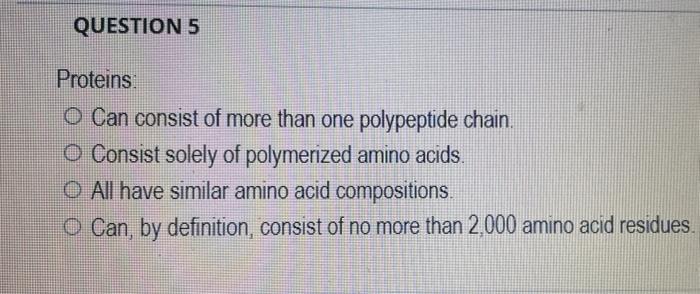 Solved Which Statement Regarding Amino Acids Is TRUE Five Chegg