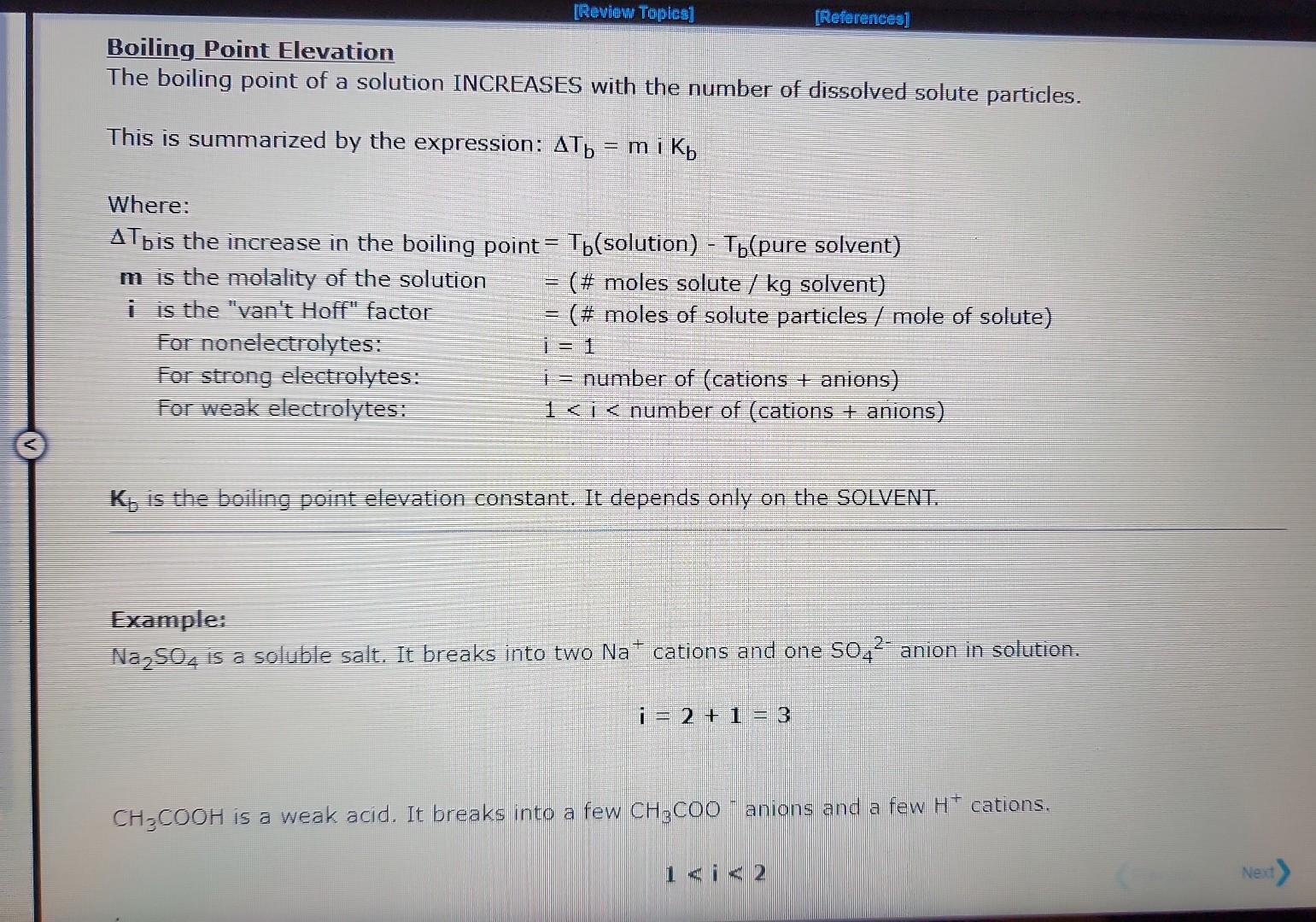 Solved Boiling Point Elevation The Boiling Point Of A Chegg