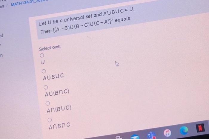 Solved Es Math Let U Be A Universal Set And Aubuc U Chegg