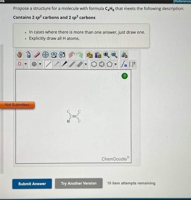 Solved Propose A Structure For A Molecule With Formula C4H8 Chegg