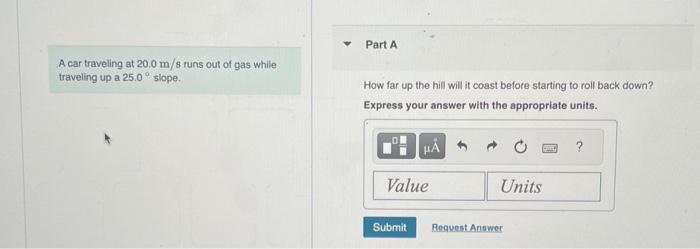 Solved A Car Traveling At 20 0 M S Runs Out Of Gas While Chegg