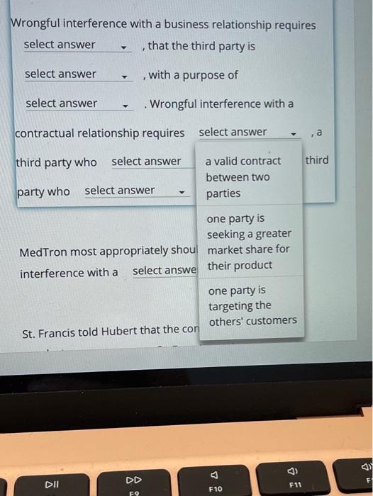 Solved Wrongful Interference With A Business Relationship Chegg