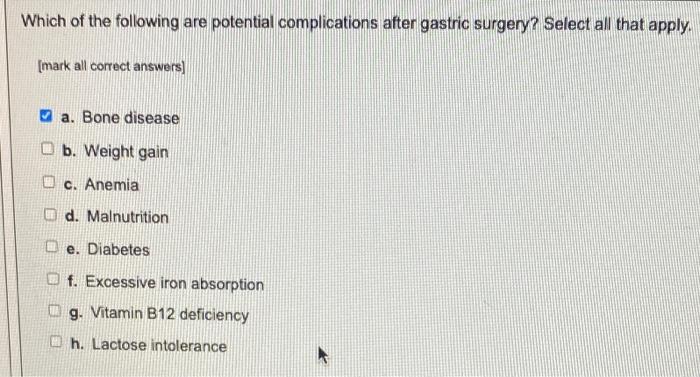 Solved Which Of The Following Are Potential Complications Chegg