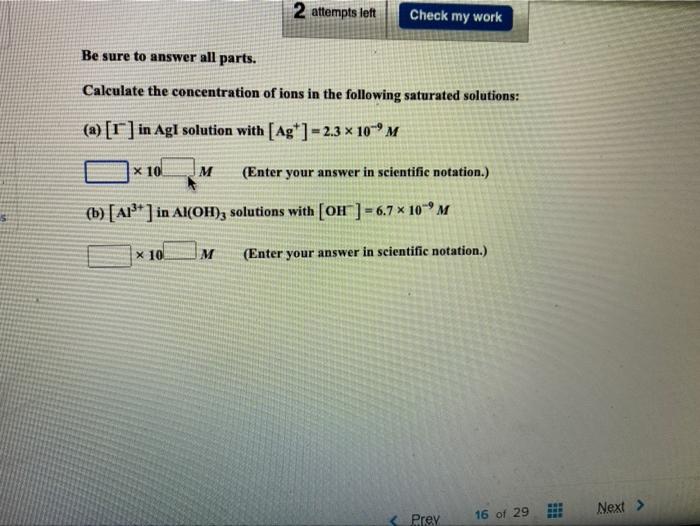 Solved 2 Attempts Lett Check My Work Be Sure To Answer All Chegg