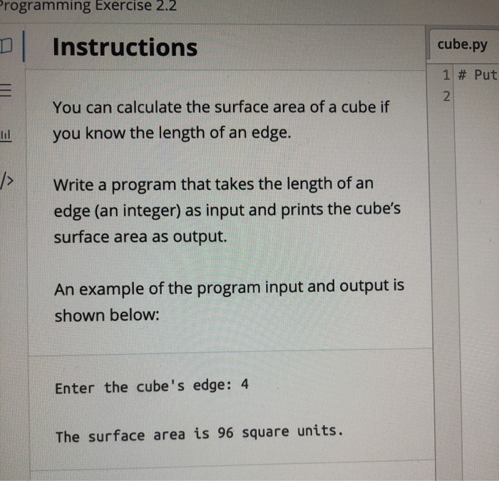 Solved Programming Exercise Instructions Cube Py Chegg