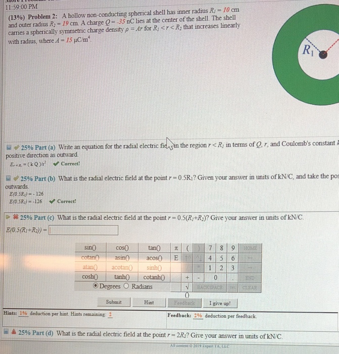 Solved Pm Problem A Hollow Non Conducting Chegg