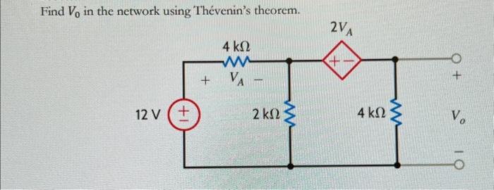 Find V In The Network Using Th Venin S Theorem Chegg