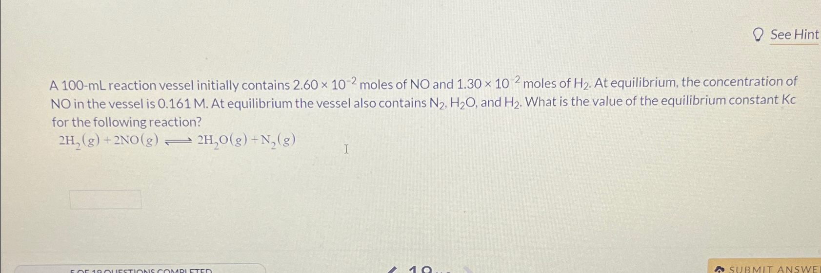 Solved A Ml Reaction Vessel Initially Contains Chegg