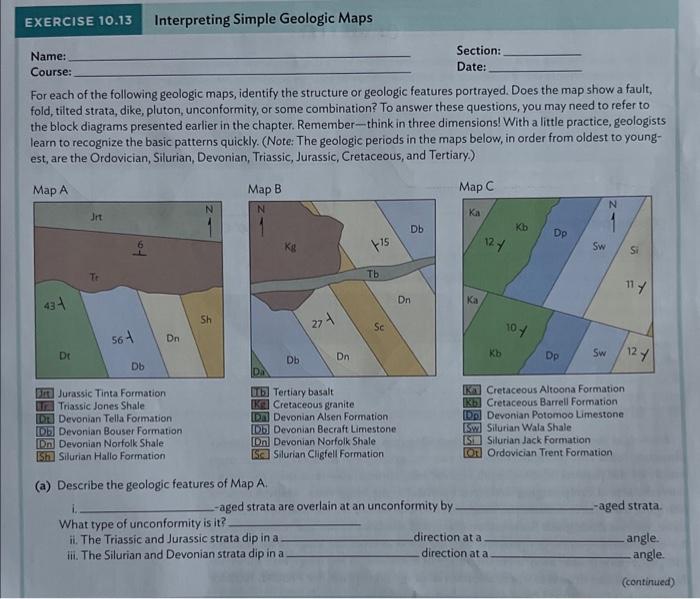 Geo Lab Geologic Structures Maps And Block Diagrams G