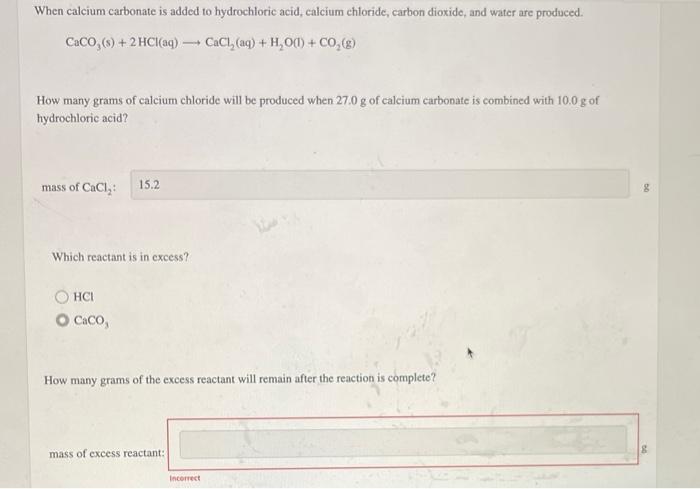 Solved Caco S Hcl Aq Cacl Aq H O L Co G How Many Chegg