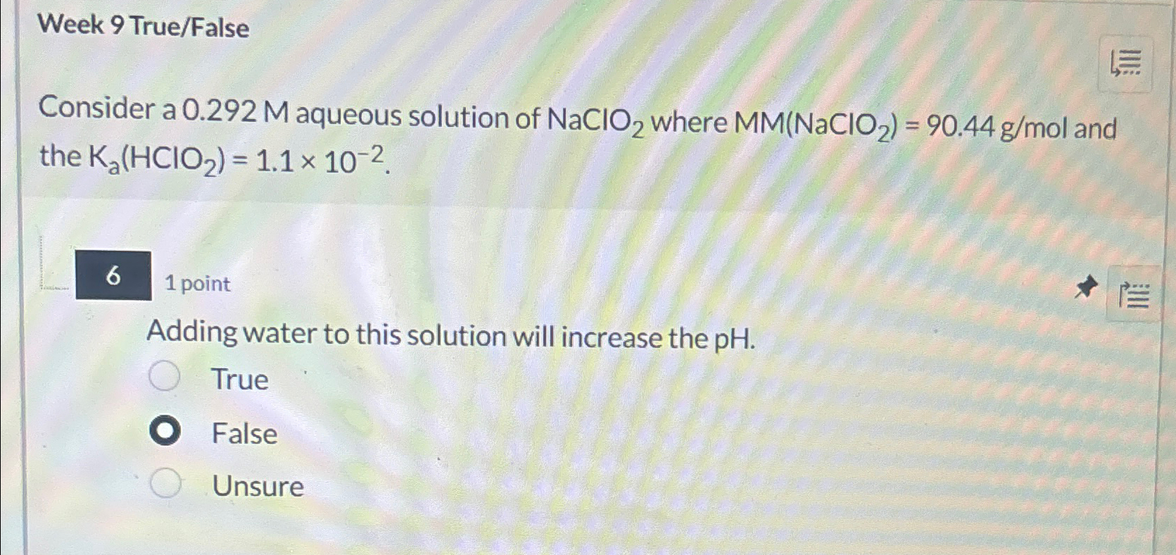 Solved Week True Falseconsider A M Aqueous Solution Chegg