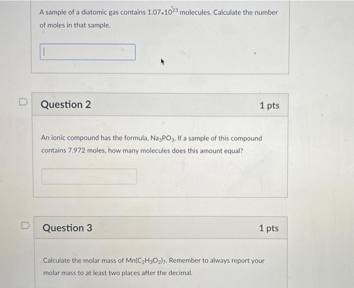 Solved Solve A Sample Of A Diatomic Gas Contains X