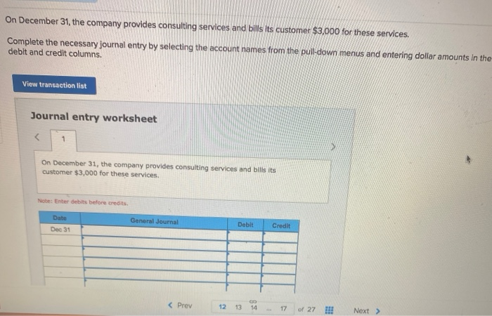 Solved On December 31 The Company Provides Consulting Chegg