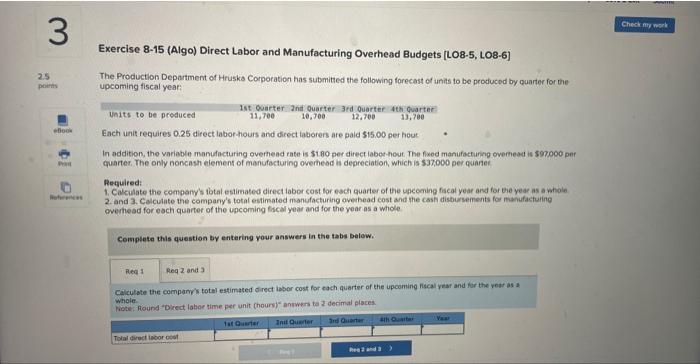 Solved Exercise Algo Direct Labor And Manufacturing Chegg