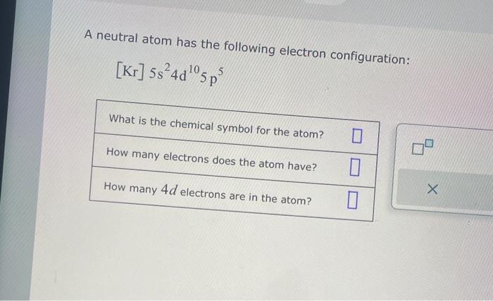 Solved A Neutral Atom Has The Following Electron Chegg