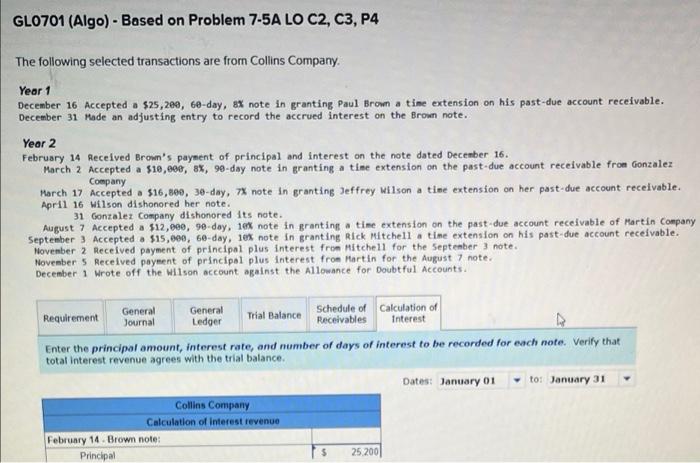 Solved GL0701 Algo Based On Problem 7 5A LO C2 C3 P4 Chegg