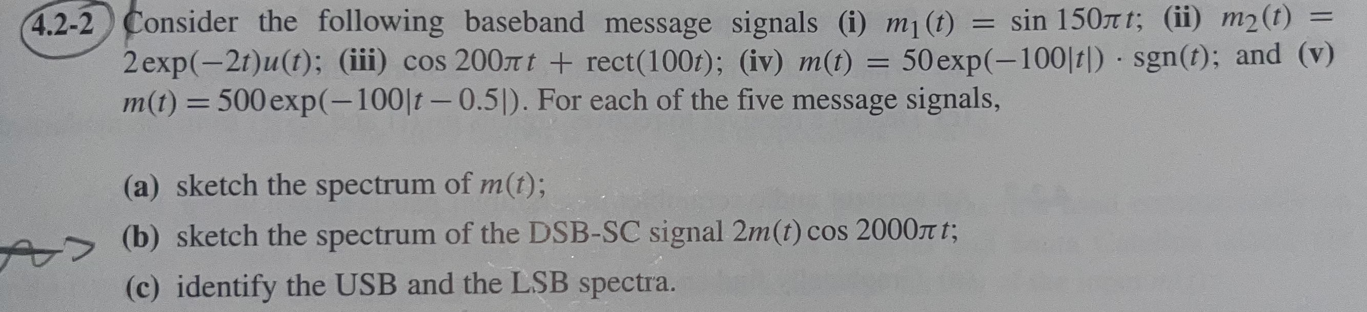 Solved 4 2 2 Consider The Following Baseband Message Chegg