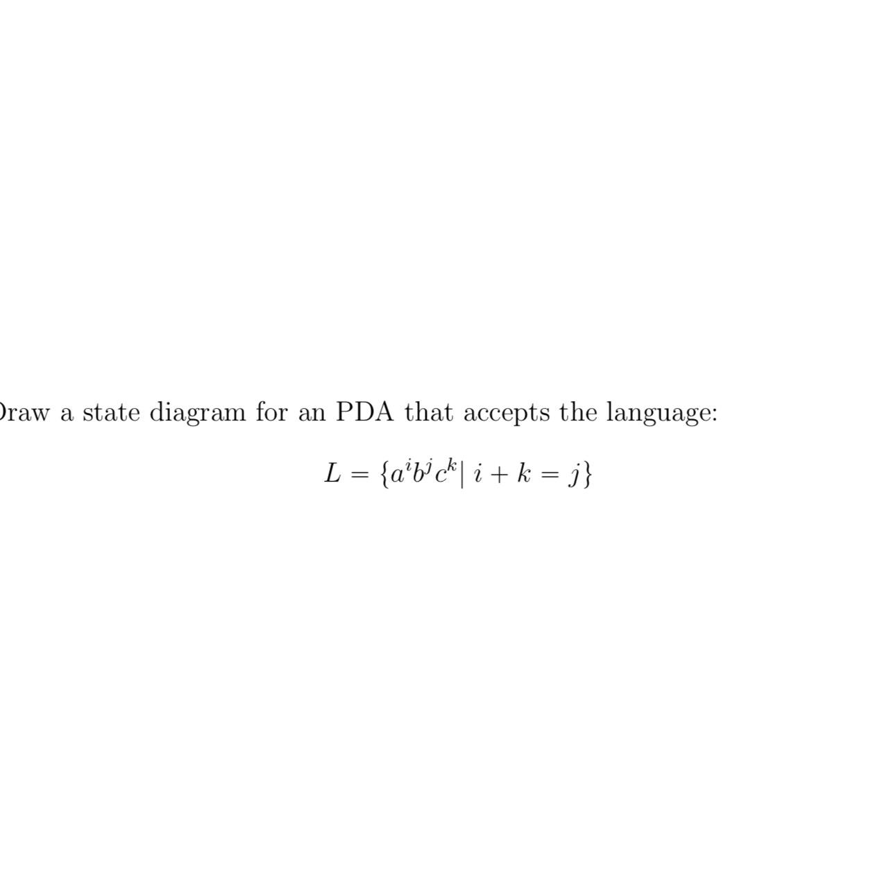 Solved Draw A State Diagram For An Pda That Accepts The Chegg