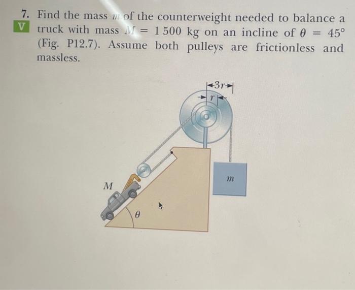 Solved 7 Find The Mass M Of The Counterweight Needed To Chegg