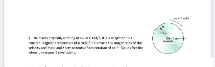 Solved The Disk Is Originally Rotating At Rad S If Chegg