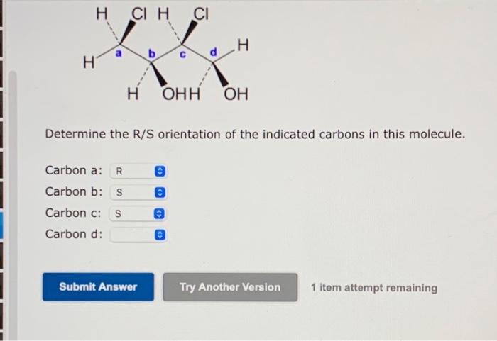 Solved H CIH CI I H H OHH OH Determine The R S Orientation Chegg