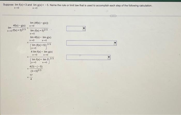 Solved Suppose Lim F X And Lim G X Name The Rule Chegg