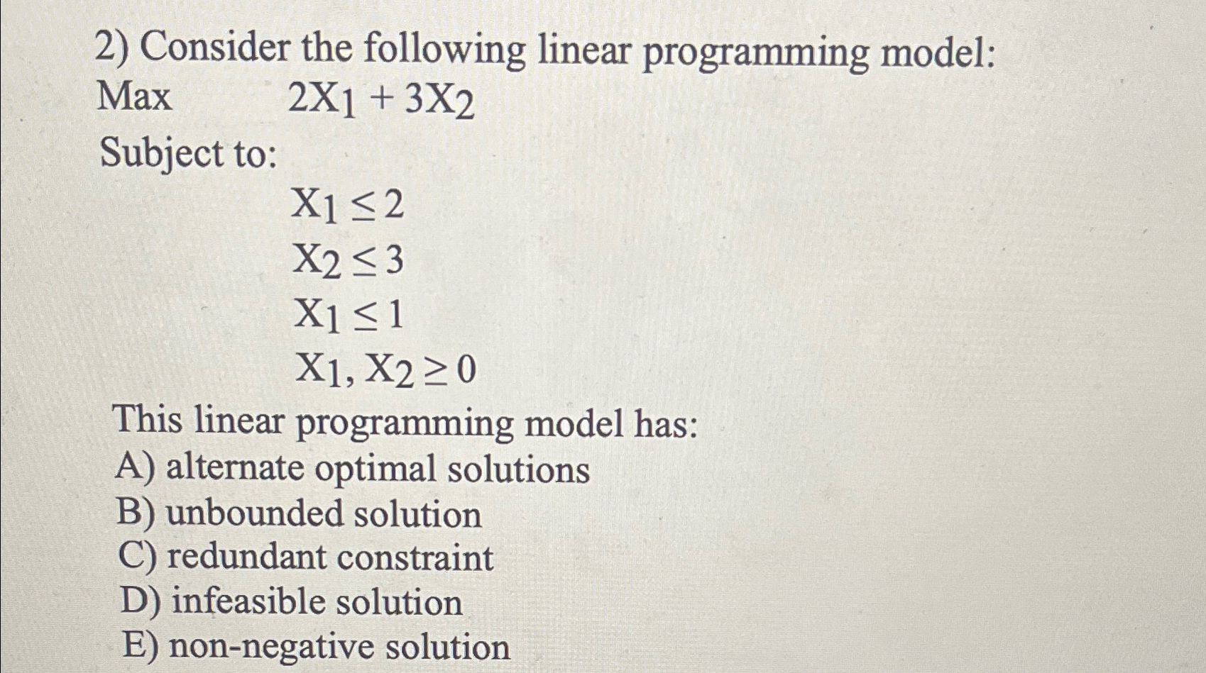 Solved Consider The Following Linear Programming Model Max Chegg