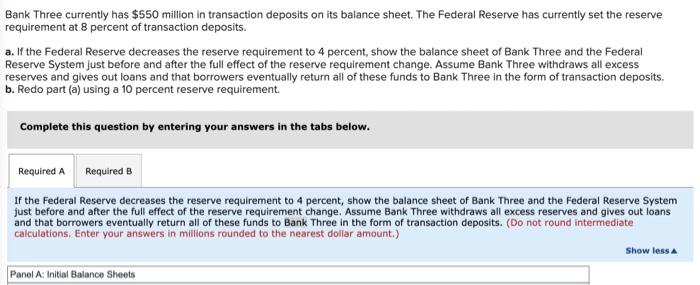 Solved Bank Three Currently Has Million In Transaction Chegg