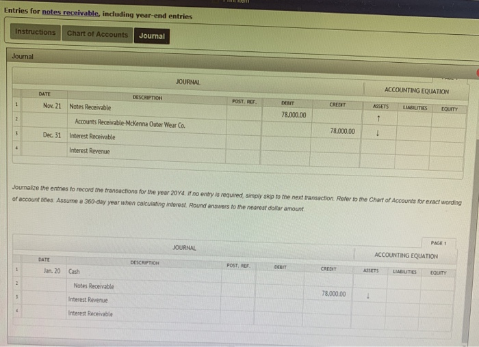 Solved Entries For Notes Receivable Including Year End Chegg