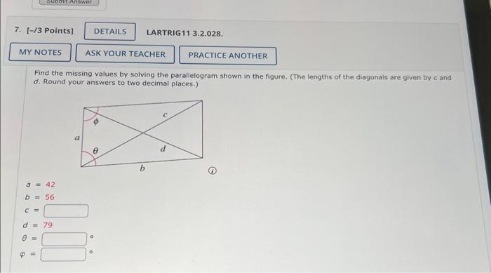 Solved Find The Missing Values By Solving The Parallelogram Chegg