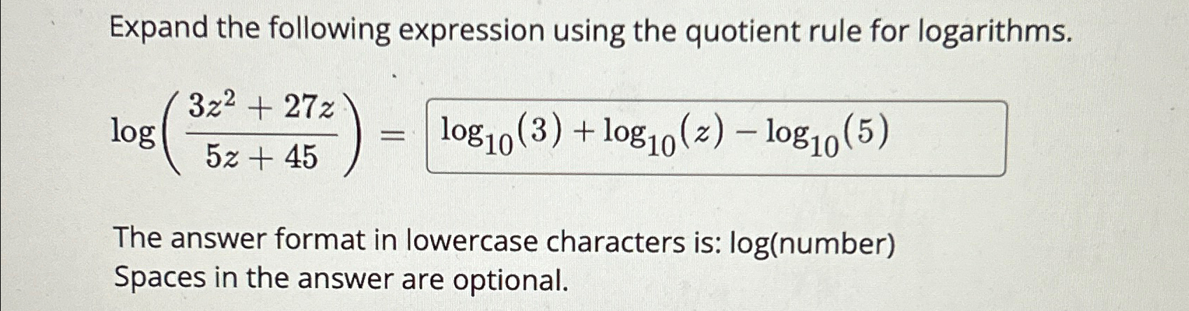 Solved Expand The Following Expression Using The Quotient Chegg