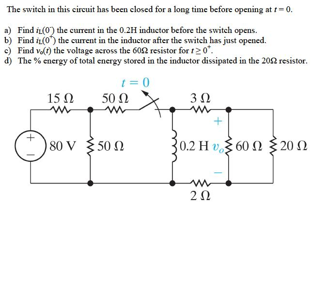 Solved The Switch In This Circuit Has Been Closed For A Long Chegg