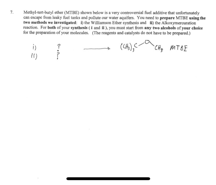 Solved Methyl Tert Butyl Ether Mtbe Shown Below Is A Very Chegg