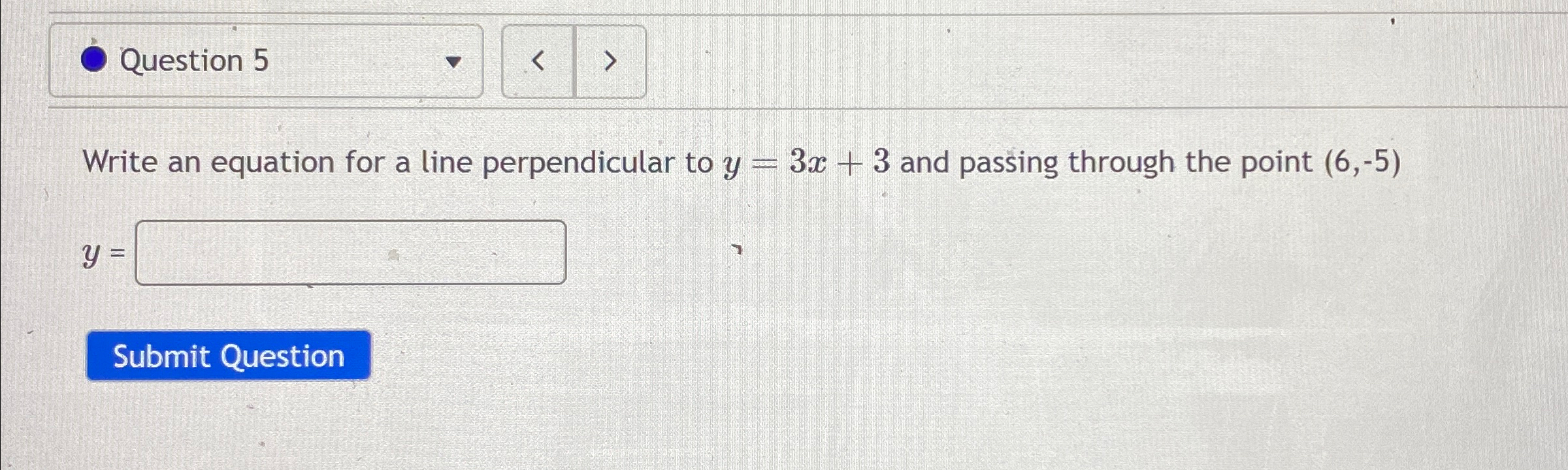 Solved Write An Equation For A Line Perpendicular To Y 3x 3 Chegg