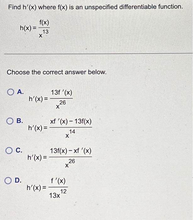 Solved Find H X Where F X Is An Unspecified Chegg