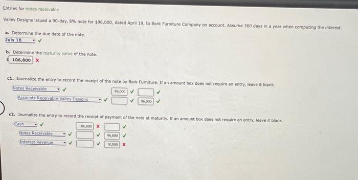 Solved Entries For Notes Receivable Valley Designs Issued A Chegg