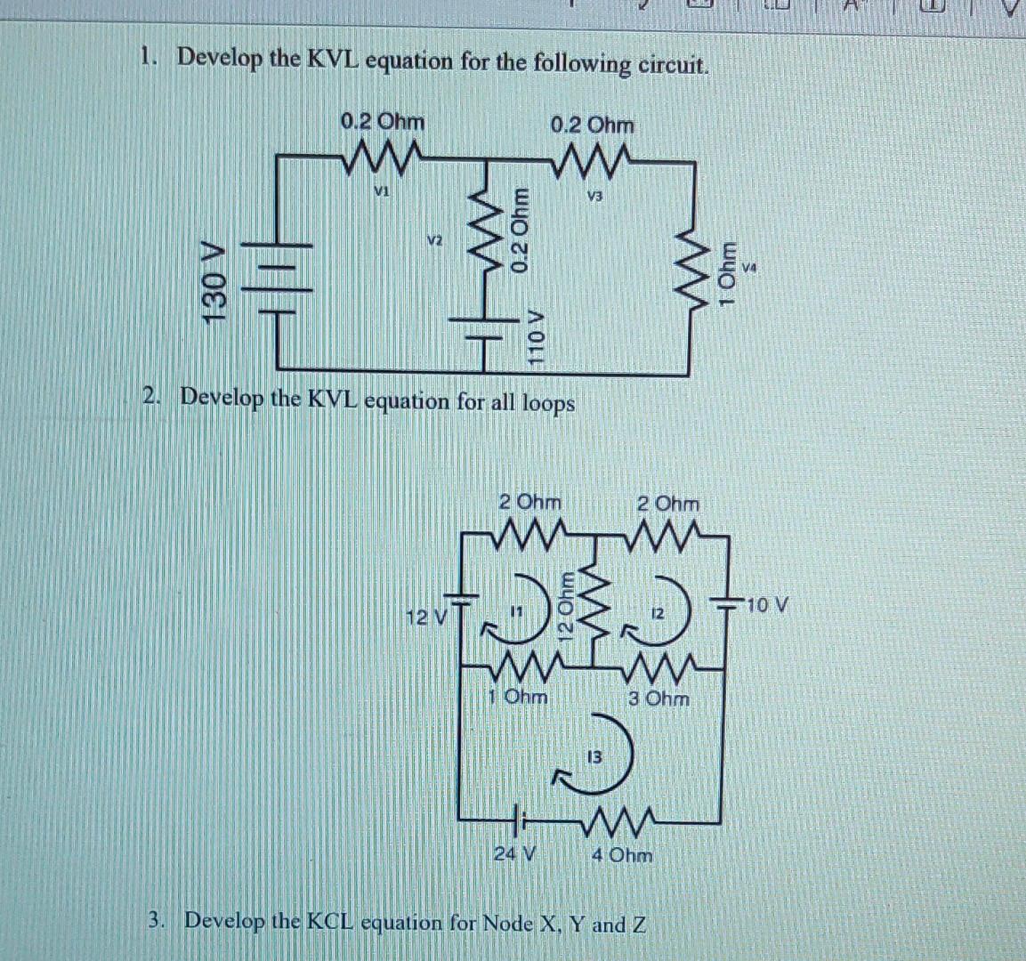 Solved Develop The Kvl Equation For The Following Chegg