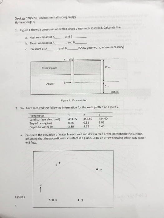 Solved Geology Environmental Hydrogeology Homework Chegg