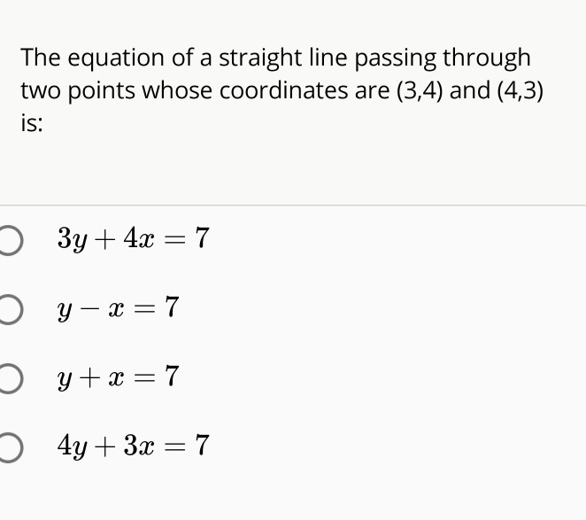 Solved The Equation Of A Straight Line Passing Through Two Chegg