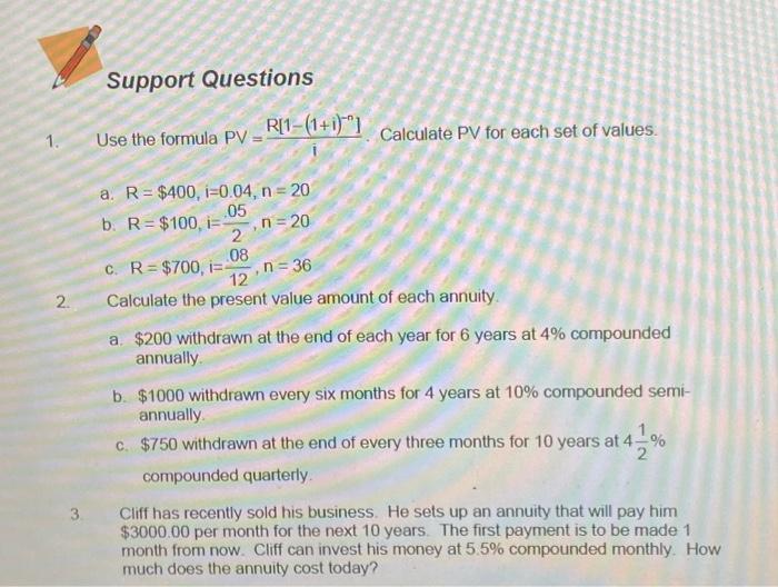 Solved Use The Formula Pv Ir I N Calculate Pv For Chegg