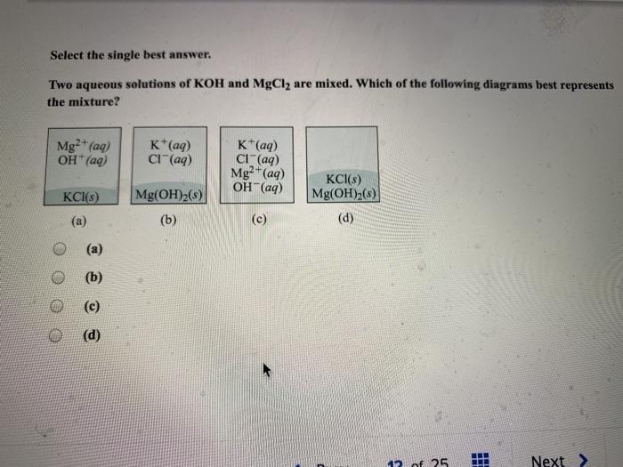 Solved Select The Single Best Answer Two Aqueous Solutions Chegg