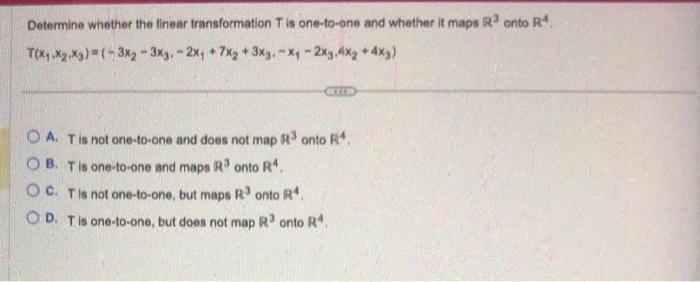 Solved Determine Whether The Linear Transformation T Is Chegg