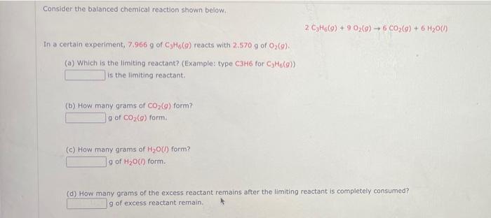 Solved Consider The Balanced Chemical Reaction Shown Below Chegg