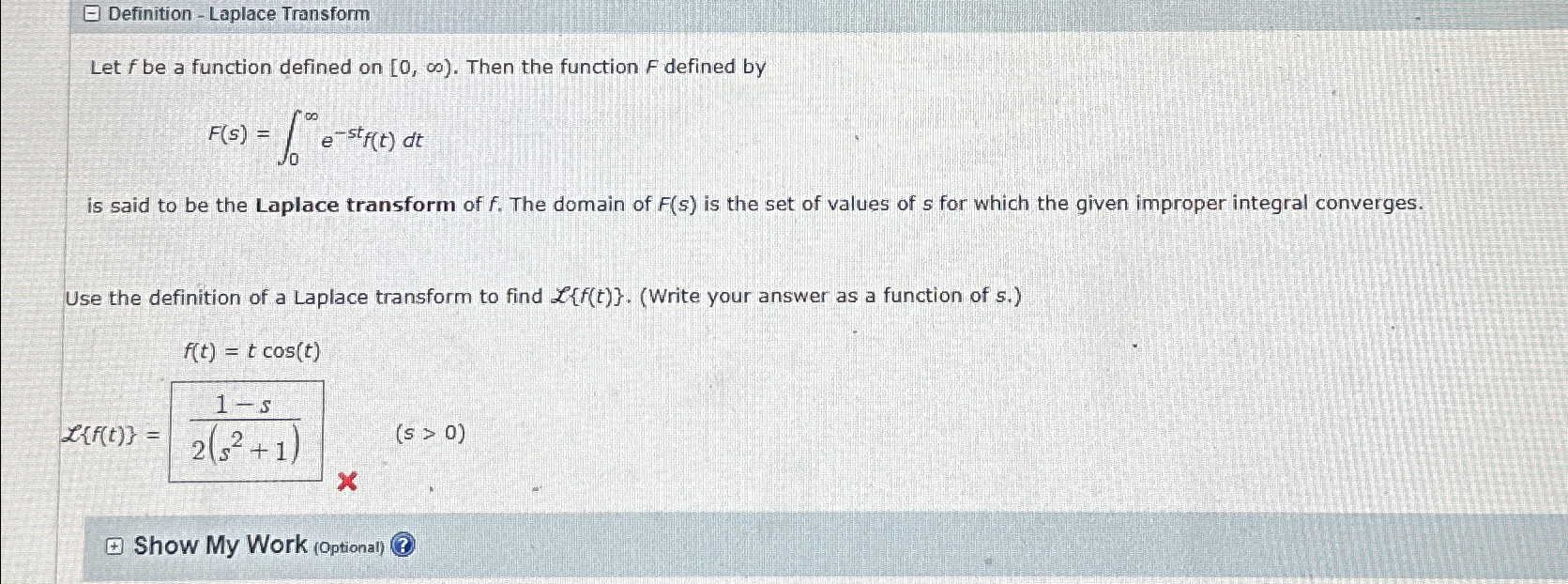 Solved Definition Laplace TransformLet F Be A Function Chegg