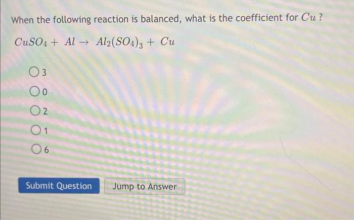 Solved When The Following Reaction Is Balanced What Is The Chegg