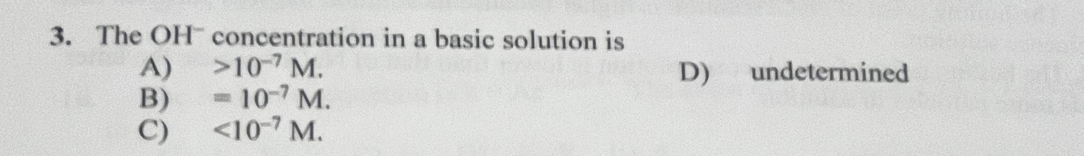 Solved The Oh Concentration In A Basic Solution Chegg