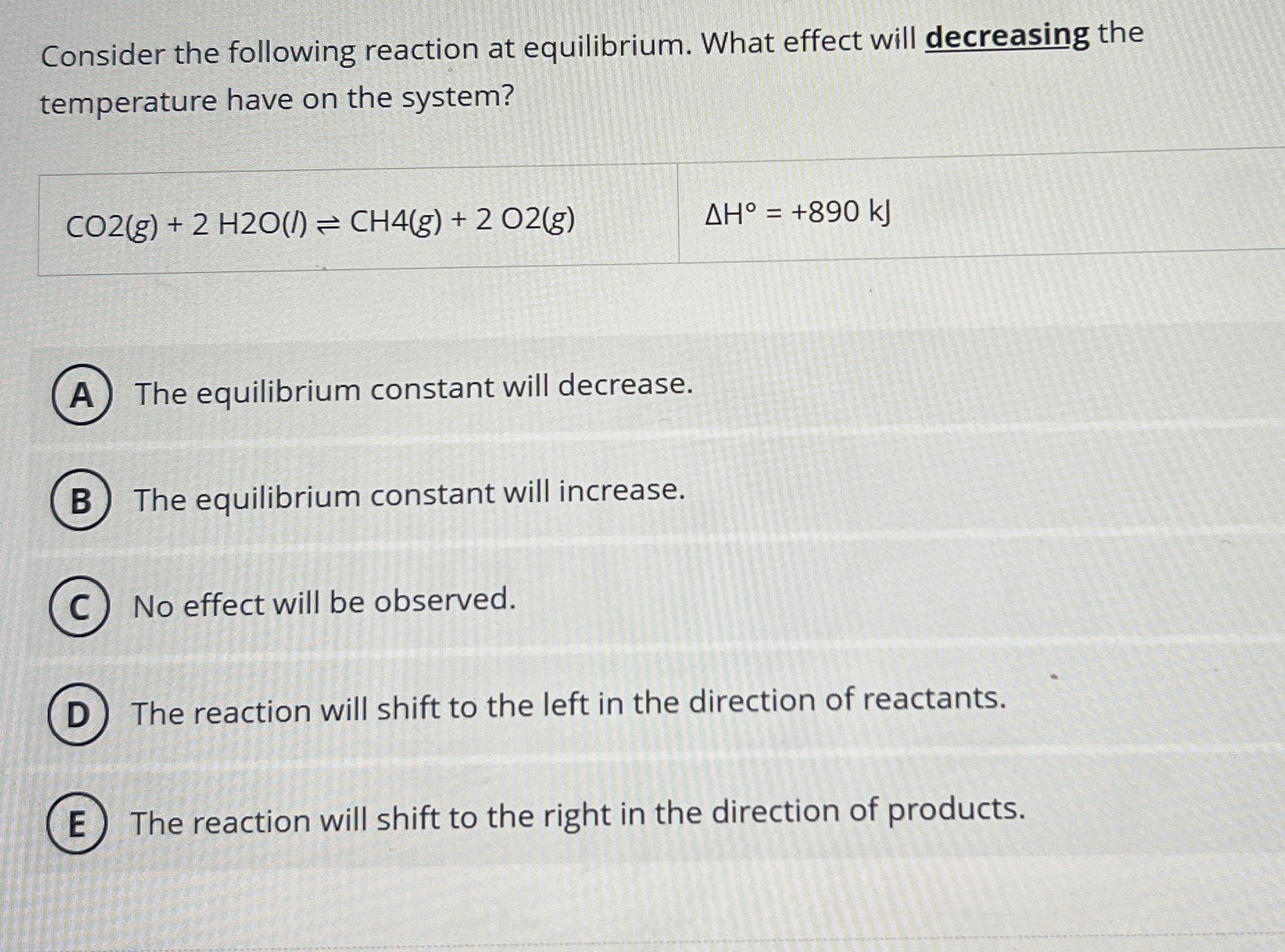 Solved Consider The Following Reaction At Equilibrium What Chegg