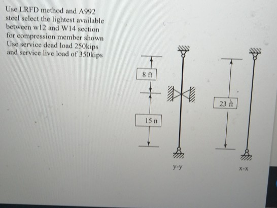 Solved Use Lrfd Method And A Steel Select The Lightest Chegg